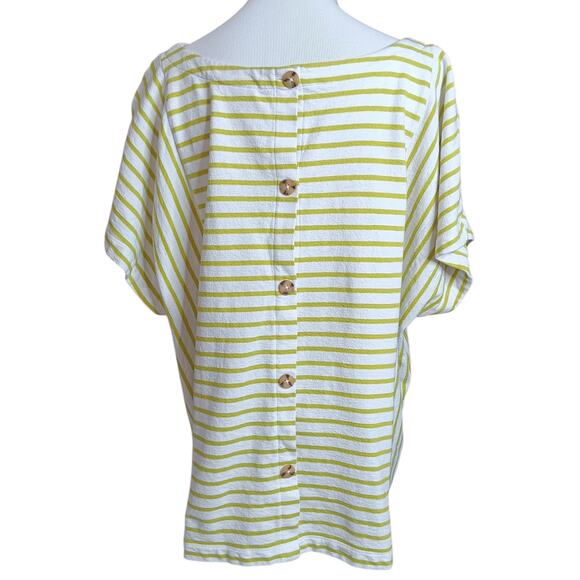 J. JILL Top Blouse Shirt 2X Cotton Button Back Kimono Short Sleeves Work Travel - Picture 3 of 9